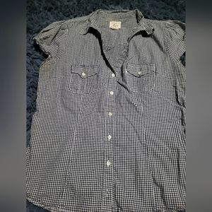Levis retro gingham cap sleeve blouse sz large